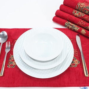 Türkische Rote Tischsets, Tischsets 12x18, Tischdekoration, Tischdekoration, Tischwäsche, Tischset, Esszimmertischsets