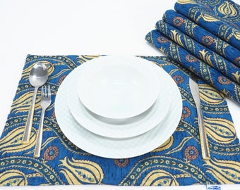 Turkish Navy Blue Place Mats, Place Mats 12x18, Table decor, Table Decoration, Table Linens, Table Mat, Dining Placemats