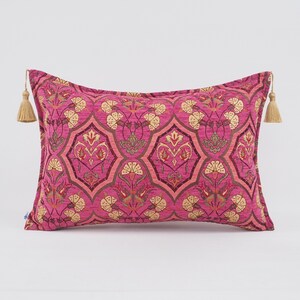 Fabric Pillow 16x24, Fabric Pillow, Pink Carnation Pattern Fabric Pillow, Turkish Pillow,Velvet Pillow, Turkish Pillow, Decorative pillow