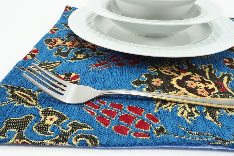 Dining Placemats Table decor Place Mats 12x18 Table Decoration Table Mat Turkish Navy Blue Place Mats Table Linens