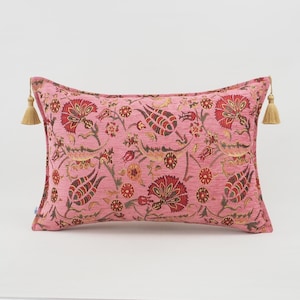 Fabric Pillow 16x24,Fabric Pillow,Pale Pink Carnation Pattern Pillow,Turkish Pillow,Turkish Pillow,Ottoman Pillow, Decorative pillow