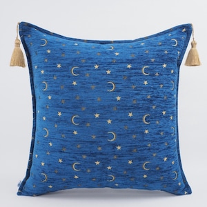Fabric Pillow 20x20, Fabric Pillow, Navy Blue Arabian NIght Pattern Fabric Pillow, Bohemian Pillow, Accent pillow, Decorative pillow