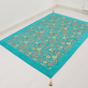 Jacquard Türkische Tagesdecke, Türkis Blau Twin & Single Größe 6,6x4,6, Türkischer Traum Muster Stoff,Dekorative Abdeckung,Überwurf,Decke