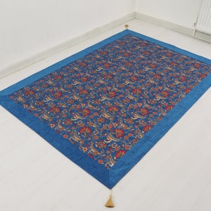 Jacquard Türkische Tagesdecke, Marineblau Twin & Single Size 6,6x4,6, Carnetion Muster Stoff,Dekorative Abdeckung, Decke, Tagesdecke