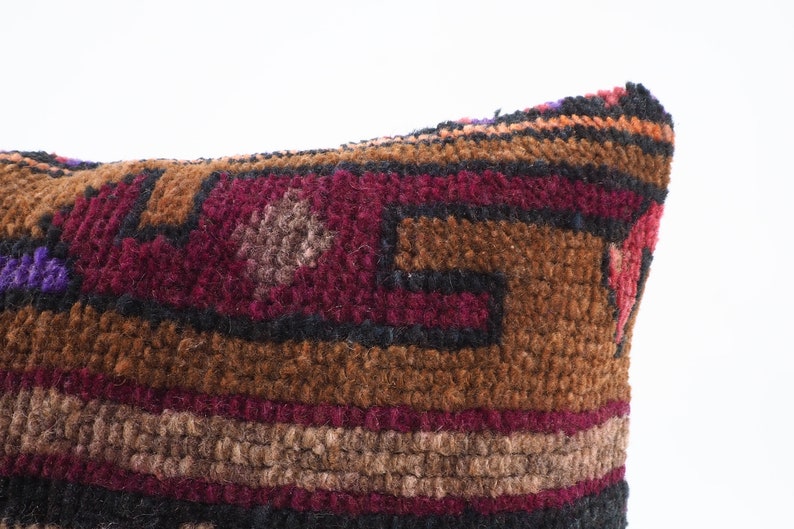 old pillow ID- 658 Carpet Pillow Carpet Rug Pillow 12x20 turkish rug pillow,handmade pillow,boho pillow,vintage pillow wool pillow