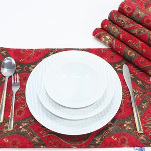 Place Mats, Place Mats 12x18, Table Mat, Turkish Pale RED Mats, Table Decoration, Table Linens, Table Decor, Dining Placemats