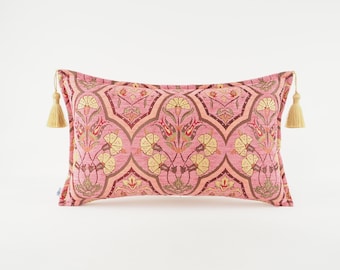 Fabric Pillow 12x20, Turkish Fabric Pillow, PALE PINK Carnation Pattern Pillow, Turkish Pillow, Ottoman Pillow, Decorative pillow