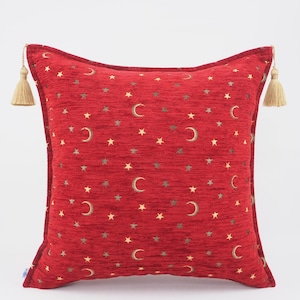 Fabric Pillow, Fabric Pillow 24x24, Red Pillow, Arabian NIght  Pattern Fabric Pillow,Turkish Pillow,Bohemian Pillow,Accent pillow