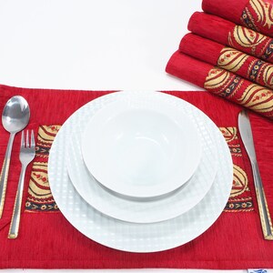 Türkische Rote Tischsets, Tischsets 12x18, Tischdekoration, Tischdekoration, Tischwäsche, Tischset, Esszimmertischsets