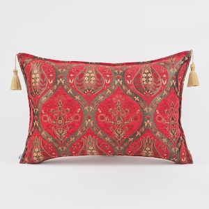 Fabric Pillow 16x24 , Fabric Pillow, Red Tulip Pattern, Turkish Pillow, Velvet Pillow, Turkish Pillow, Ottoman Pillow, Decorative pillow
