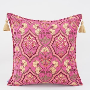 Fabric Pillow 20x20, Fabric Pillow, Pink Carnation Pattern Fabric Pillow, Turkish Pillow, Bohemian Pillow, Accent pillow, Decorative pillow