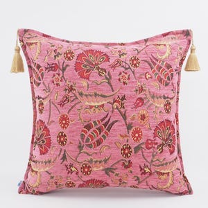 Fabric Pillow 24x24, Fabric Pillow, Pale Pink Carnation Pattern Pillow,Turkish Pillow,Bohemian Pillow,Accent pillow,Decorative pillow