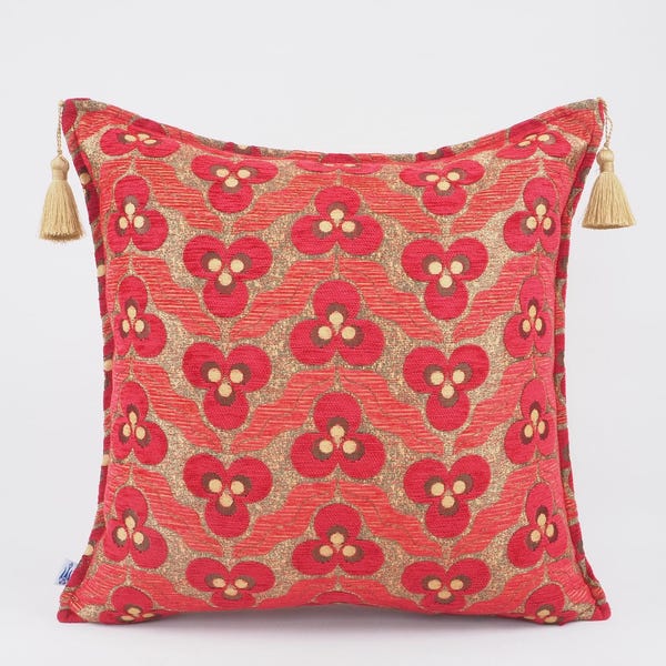 Fabric Pillow 24x24, Fabric Pillow, Red Tiger Eyes Pattern Fabric Pillow, Turkish Pillow,Velvet Pillow, Turkish Pillow, Decorative pillow
