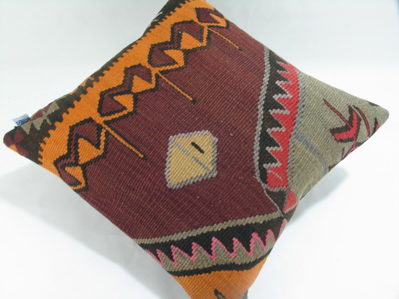 Kilim Pillow ID 193 kilim pillow lumbar turkish kilim pillow Kilim Pillow 18x18 Throw Pillow Decorative Pillow Accent kilim pillow
