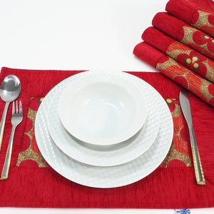 Türkische Rote Tischsets, Tischsets 12x18, Tischdekoration, Tischdekoration, Tischwäsche, Tischset, Esszimmertischsets