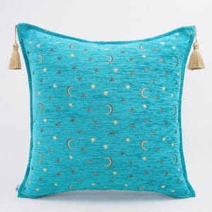 Fabric Pillow 24x24, Fabric Pillow, Turquoise Blue Arabian NIght Pattern Pillow, Turkish Pillow,  Decorative Pillow, Turkish Fabric Pillow
