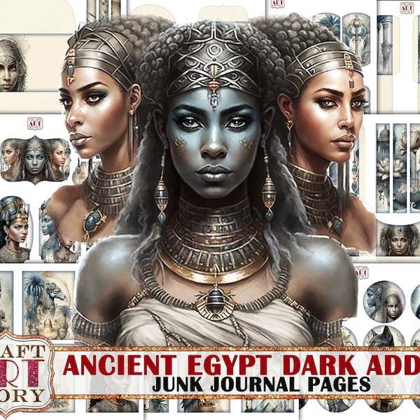 Ancient Egypt dark Junk Journal Pages,scrapbook printables digital papers ADDON