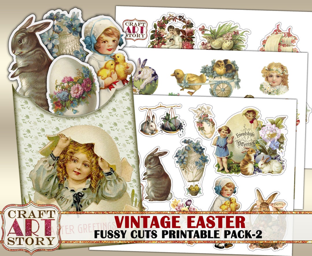 Vintage Easter Stickers Set-2,fussy Cuts Printable,digital Stickers ...