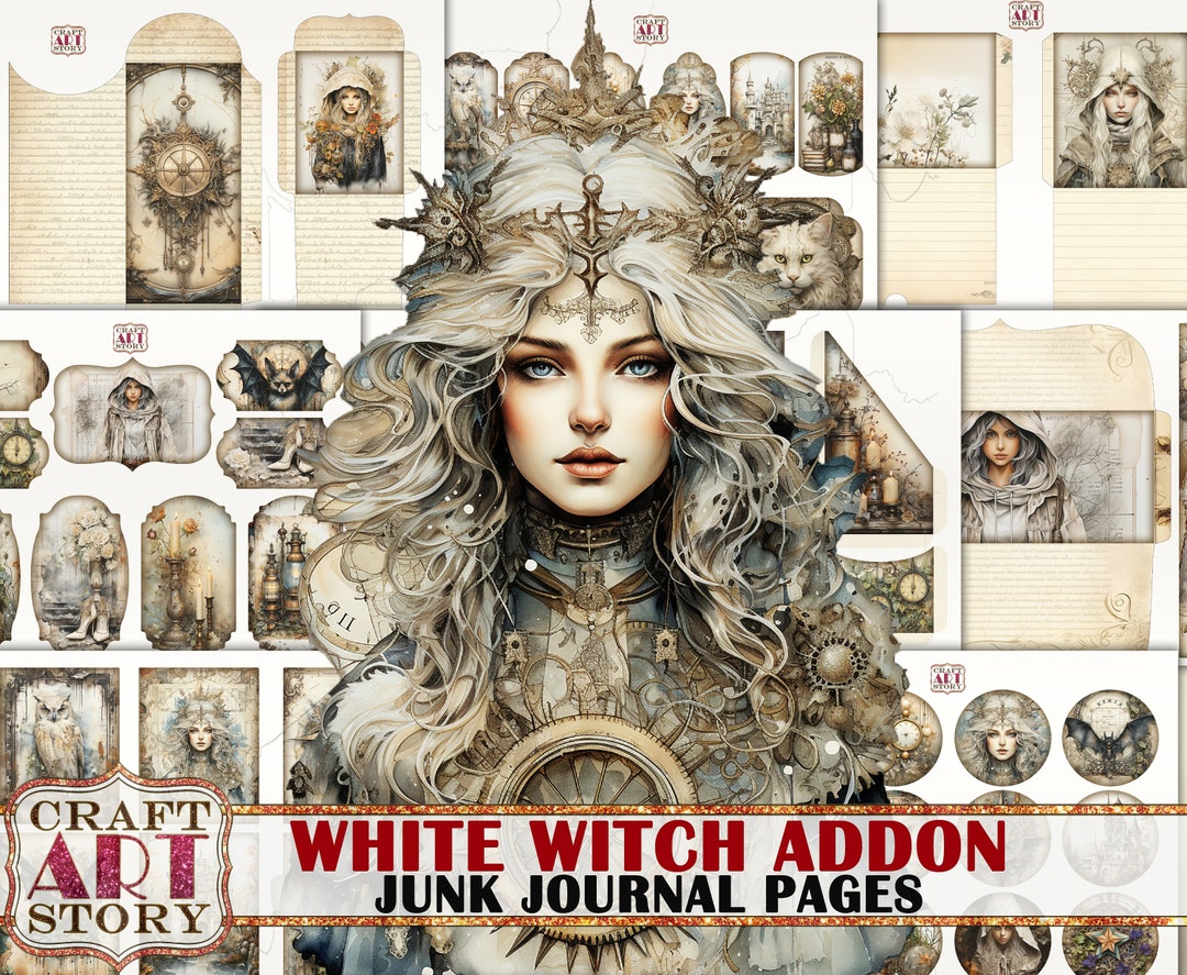 White Witch Junk Journal Pages Addon,scrapbook Printables Digital ...