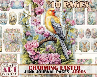 Charming  Easter Junk Journal Pages ADDON,spring Classic printables digital papers