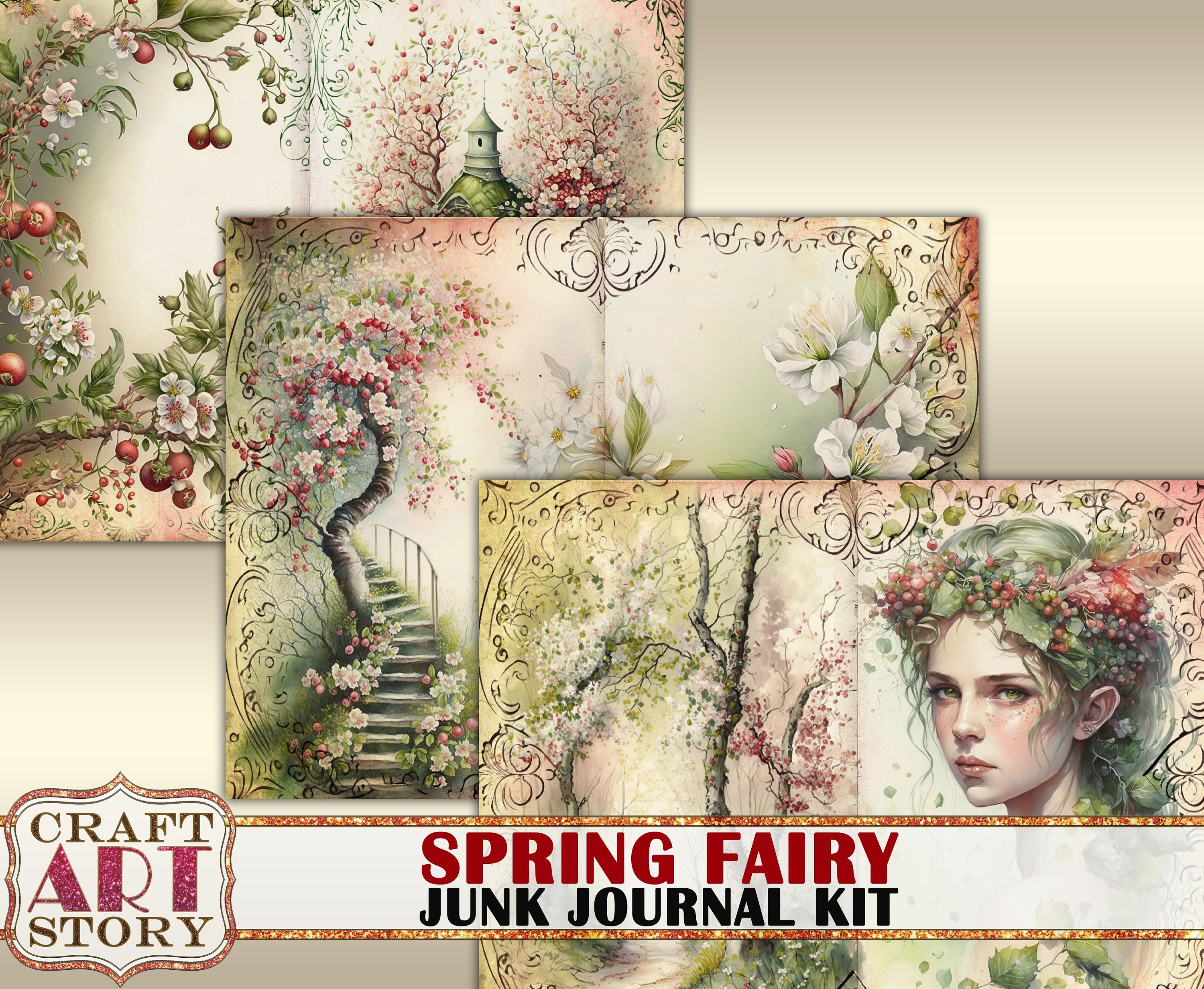 Spring Fairy Junk Journal Pagesscrapbook Printables Digital - Etsy