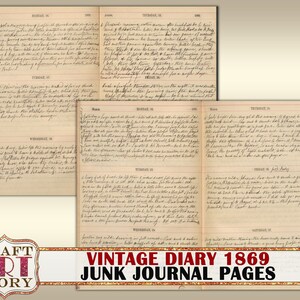 Vintage paper pack diary Pages,old papers set printable,vintage book 1800s junk journal page image 4