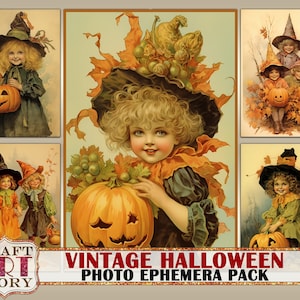 Vintage Halloween Ephemera Pack, Printable old Halloween ephemera