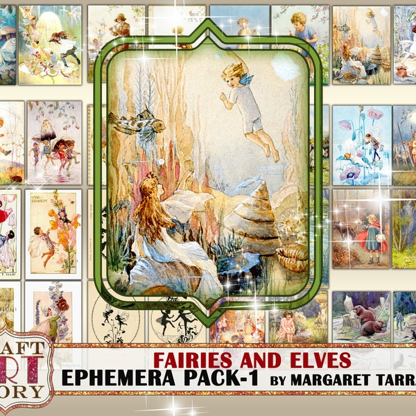 Vintage Fairy Tale art illustrations Ephemera Pack,Printable kit  Margaret Tarrant-1