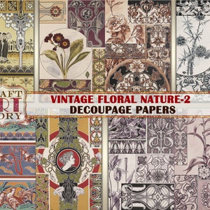 Floral Pattern paper,art nouveau design decoupage papers-2,Vintage wallpaper