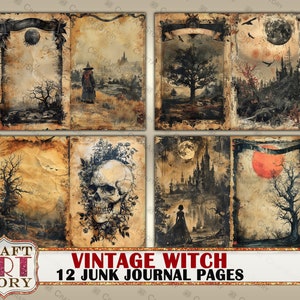 Vintage Witch Grunge Junk Journal Pages,retro Scrapbook Magic ...