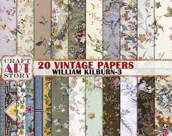 Vintage Papiere Hintergrund, Scrapbook Papier William Kilburn Pack-3 Printable 20 Seiten