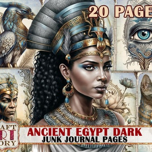 Ancient Egypt dark Junk Journal Pages,scrapbook printables digital papers