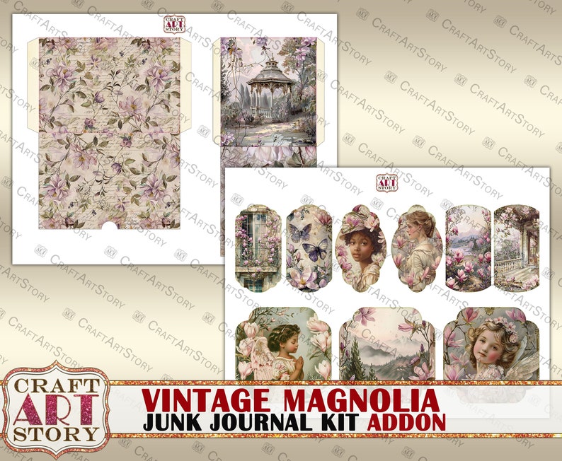 Vintage Magnolia Junk Journal Kit Addon,scrapbook Printables Digital ...