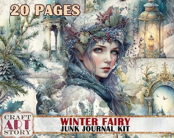 Winter fairy Junk Journal Pages,scrapbook printables digital papers