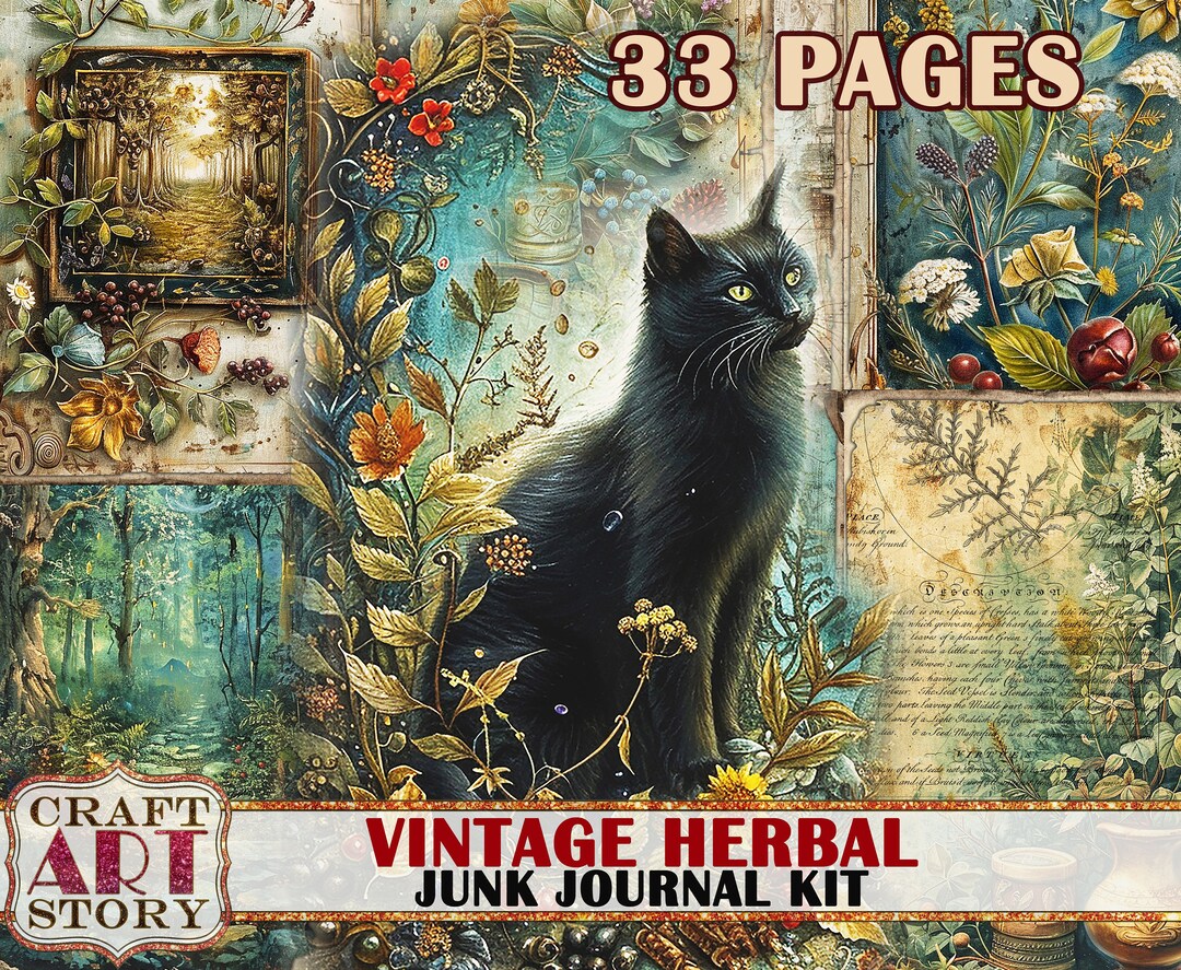 Vintage Herbal Junk Journal Pages-2,scrapbook Printables Herb Witch ...