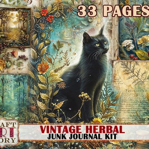 Vintage Herbal Junk Journal Pages-2, papéis para impressão de álbum de recortes Herb Witch