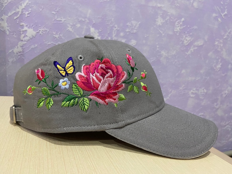 Embroidered flower ladies baseball cap gift idea