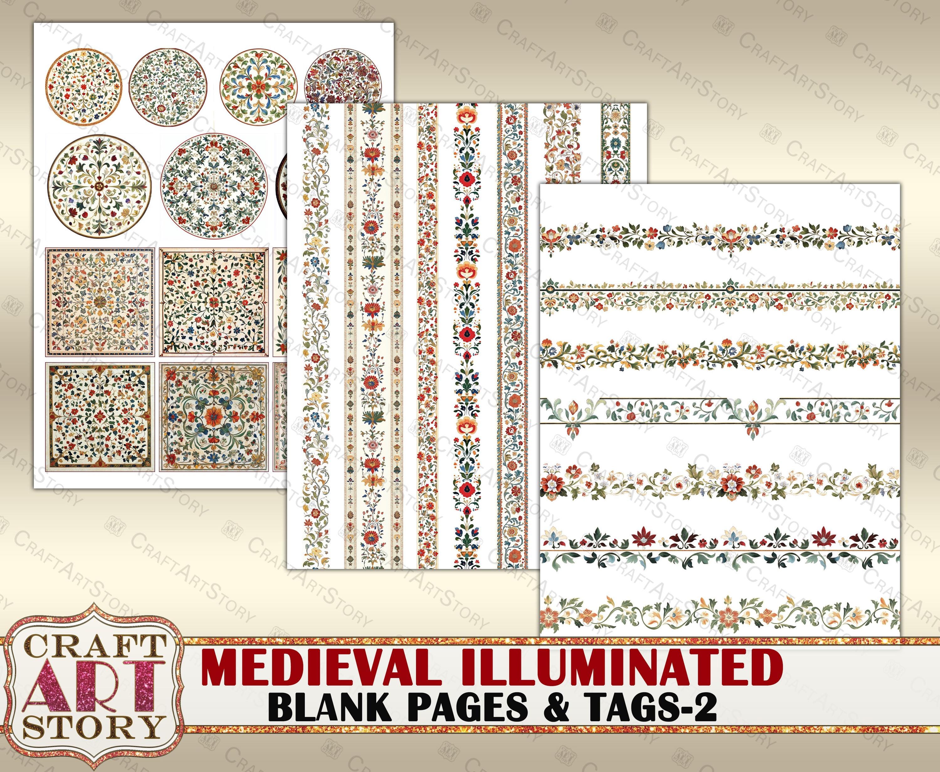 Vintage Medieval Illuminated Blank Pages & Tags-2,border,paper Journal ...