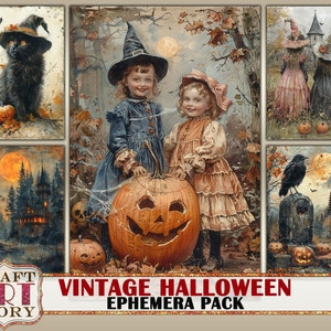 Vintage Halloween Ephemera Pack,Printable Gothic Images