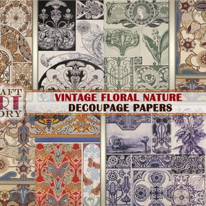 Floral Pattern paper,art nouveau design decoupage papers,Vintage  wallpaper