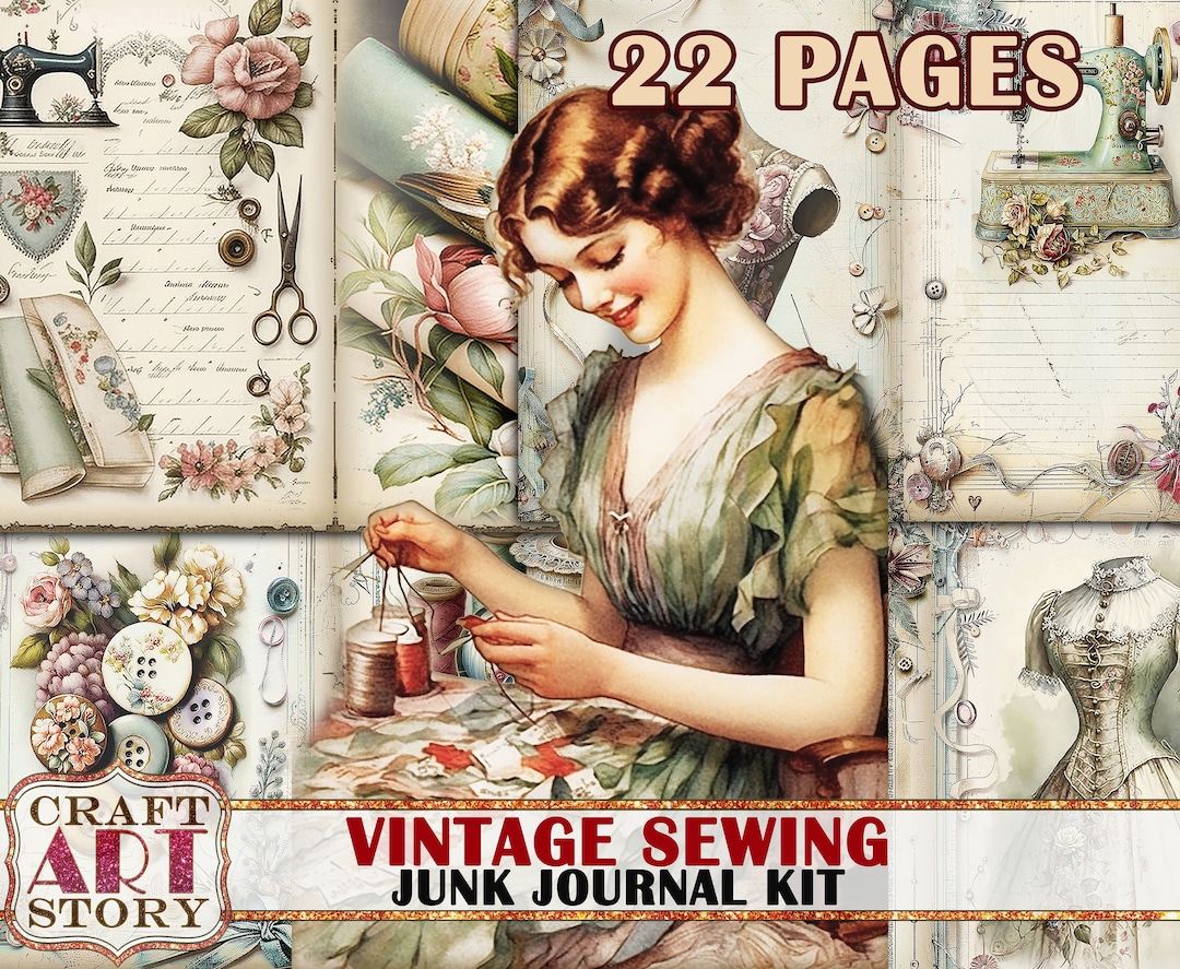 Vintage Sewing Junk Journal Kit, Printables Digital Papers - Etsy