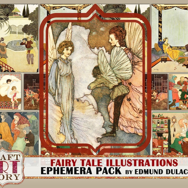 Vintage Fairy Tale art illustrations Ephemera Pack,Printable kit Edmund Dulac