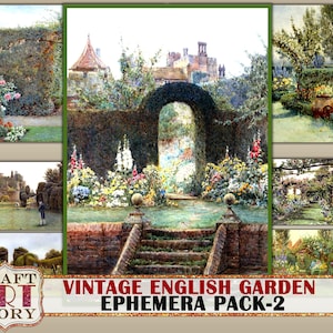 Vintage English Gardens Ephemera Pack-2,landscape Printable kit,junk journal