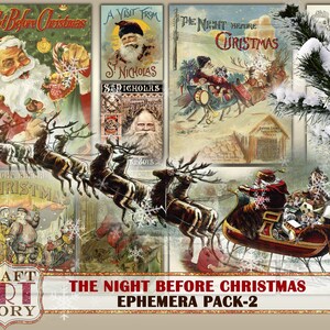 Vintage Christmas Ephemera Pack-2, The Night Before Christmas digitale papieren