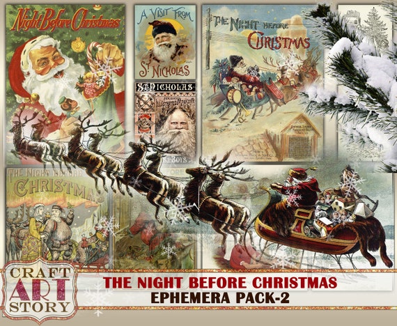 Vintage Christmas Ephemera Pack-2,The Night Before Christmas digital papers