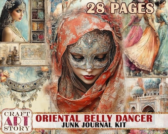 Vintage Oriental belly dancer Junk Journal Kit,scrapbook printables digital papers