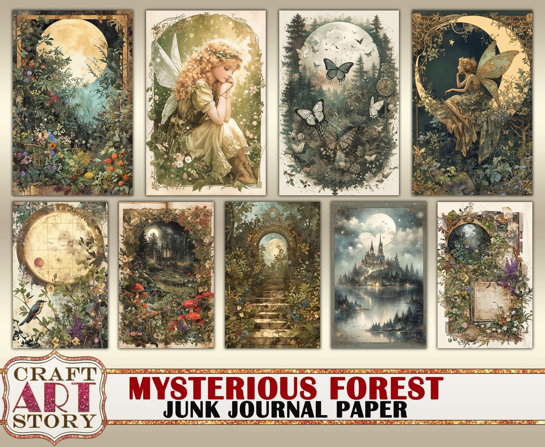 Vintage Mysterious Forest Junk Journal Paper,scrapbook Printables ...
