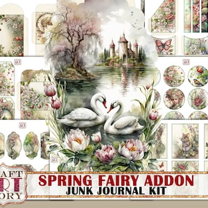 Spring fairy Junk Journal Pages,scrapbook printables digital papers ADDON