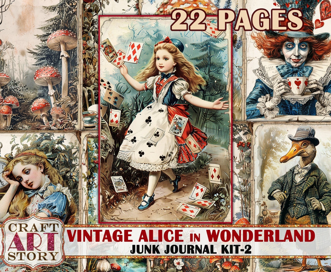 Vintage Alice Wonderland Junk Journal Pages,scrapbook Printables ...