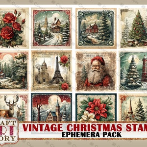 Vintage Weihnachten Stempel Ephemera Pack,Winter Bilder,Karten Papiere